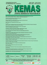Image of Kemas : jurnal kesehatan masyarakat (Terakreditasi Dikti) Vol.11 No.1 Semarang Juli 2015