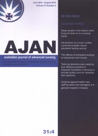 australian journal of advanced nursing : An international peer reviewed journal of nursing research and practice Vol. 31 No. 4 June 2014 - August 2014