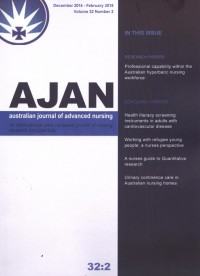 australian journal of advanced nursing : An international peer reviewed journal of nursing research and practice Vol. 32 No. 2 December 2014 - February 2015