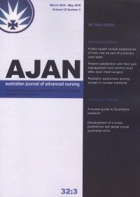 australian journal of advanced nursing : An internasioanal peer reviewed journal of nursing research and practice Vol. 32 No. 3 March 2015 - May 2015