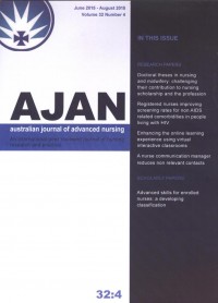 australian journal of advanced nursing : An international peer reviewed journal of nursing research and practice Vol. 32 No. 4 June 2015 - August 2015