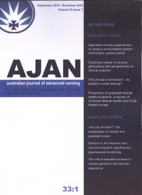 australian journal of advanced nursing : An international peer reviewed journal of nursing research and practice Vol. 33 No. 1 September 2015- November 2015