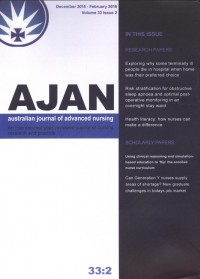 australian journal of advanced nursing : An international peer reviewed journal of nursing research and prectice Vol. 33 No. 2 December 2015 - February 2016